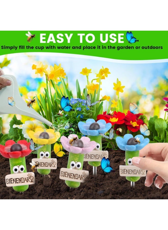 SYOSI Bee Watering Station Set, Durable Outdoor Bee Hydration Kit, Flower-Shaped Drinking Cups with Floating Sticks, Garden Water Feeders for Bees, Butterflies & Beneficial Insects (4-Piece) - Image 3